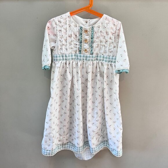Sugar Dumplin‎ Floral Print Buttoned Girls Dress With Lace & Ruffles- Sz. 8 - Picture 1 of 6